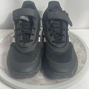 Adidas Kids Black Sneakers Velcro Strap Size 3.5 US Lightweight